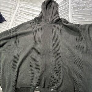 Women’s Gray Hooded Poncho
